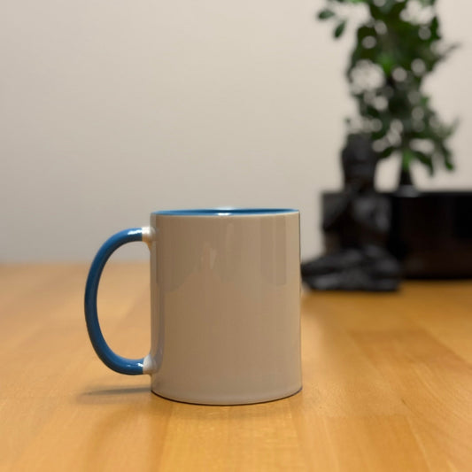 Tasse weiss/babyblau glanz