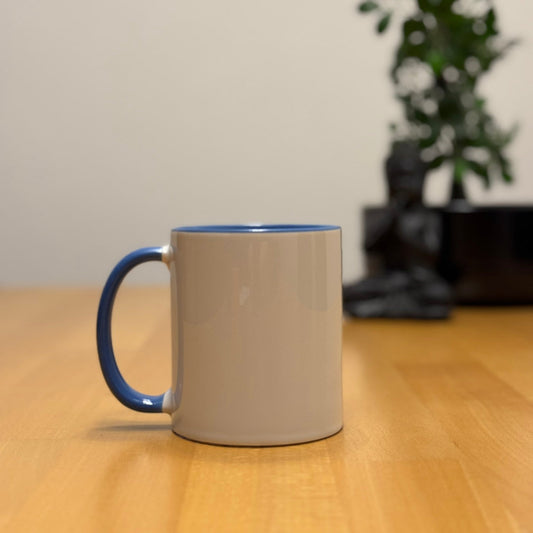 Tasse weiss/hellblau glanz